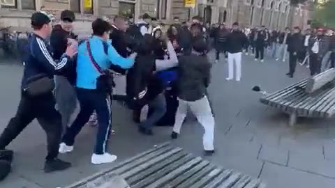 In Germany a pro HAMAS Islamist slaps a blonde girl