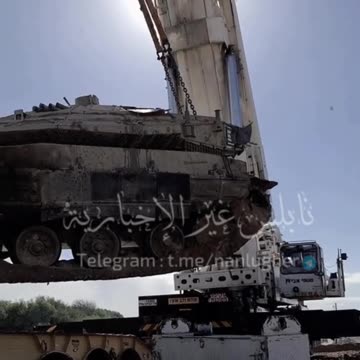 Removal of heavily damaged IDF Merkava tank - Israel Gaza Hamas War