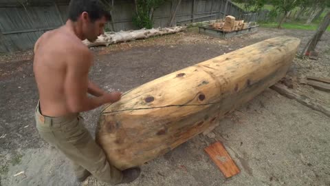 DUGOUT CANOE BUILD - Timelapse, by Outbackmike