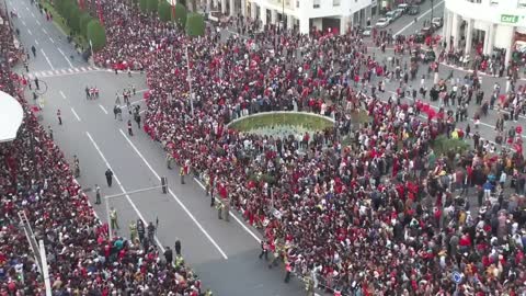 Morocco celebrate World Cup performance with fans in Rabat _ AFP