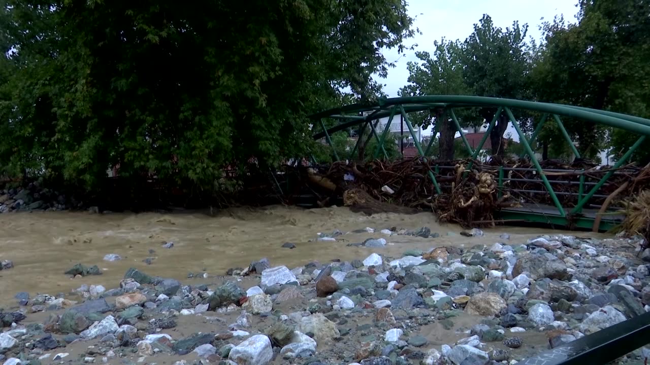 Homes, streets flood as storm batters central Greece