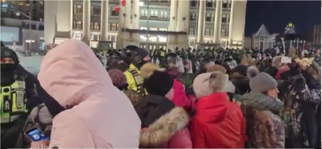 Ottawa protests Fri. Feb. 18 2022 Peaceful protestors still peaceful