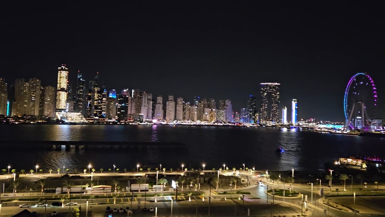 Night view of Dubai Marina from Costa Toscana ship