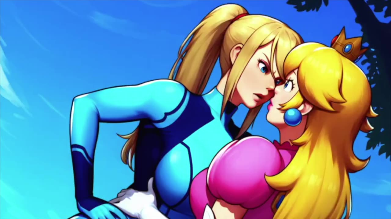 Peach Spanks Samus by Petit99 (Fixed Version)