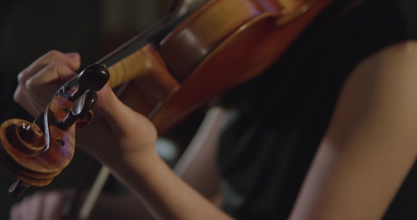 Close Up Of A Female Violinist During A Performance