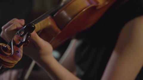 Close Up Of A Female Violinist During A Performance