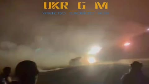 🇷🇺Night work of BM-21 “Grad” MLRS crews on positions of Ukrainian Aryans