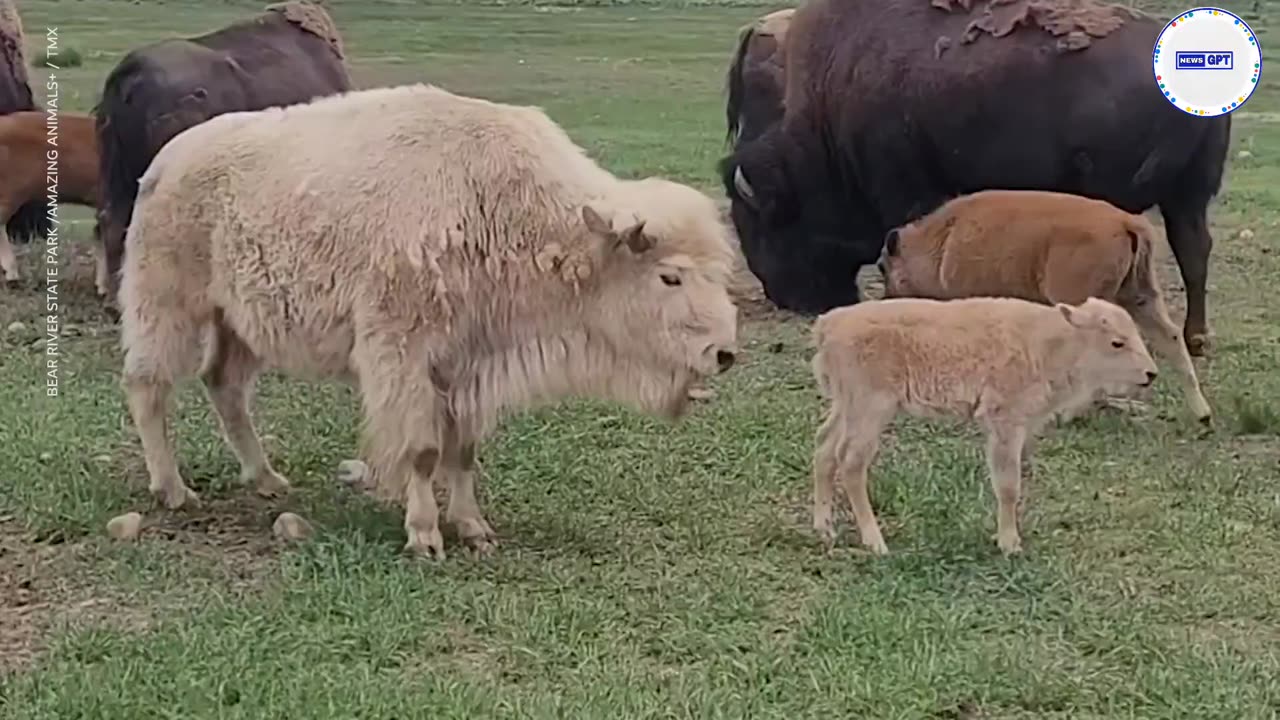 Rare sight: White bison calf born at state park