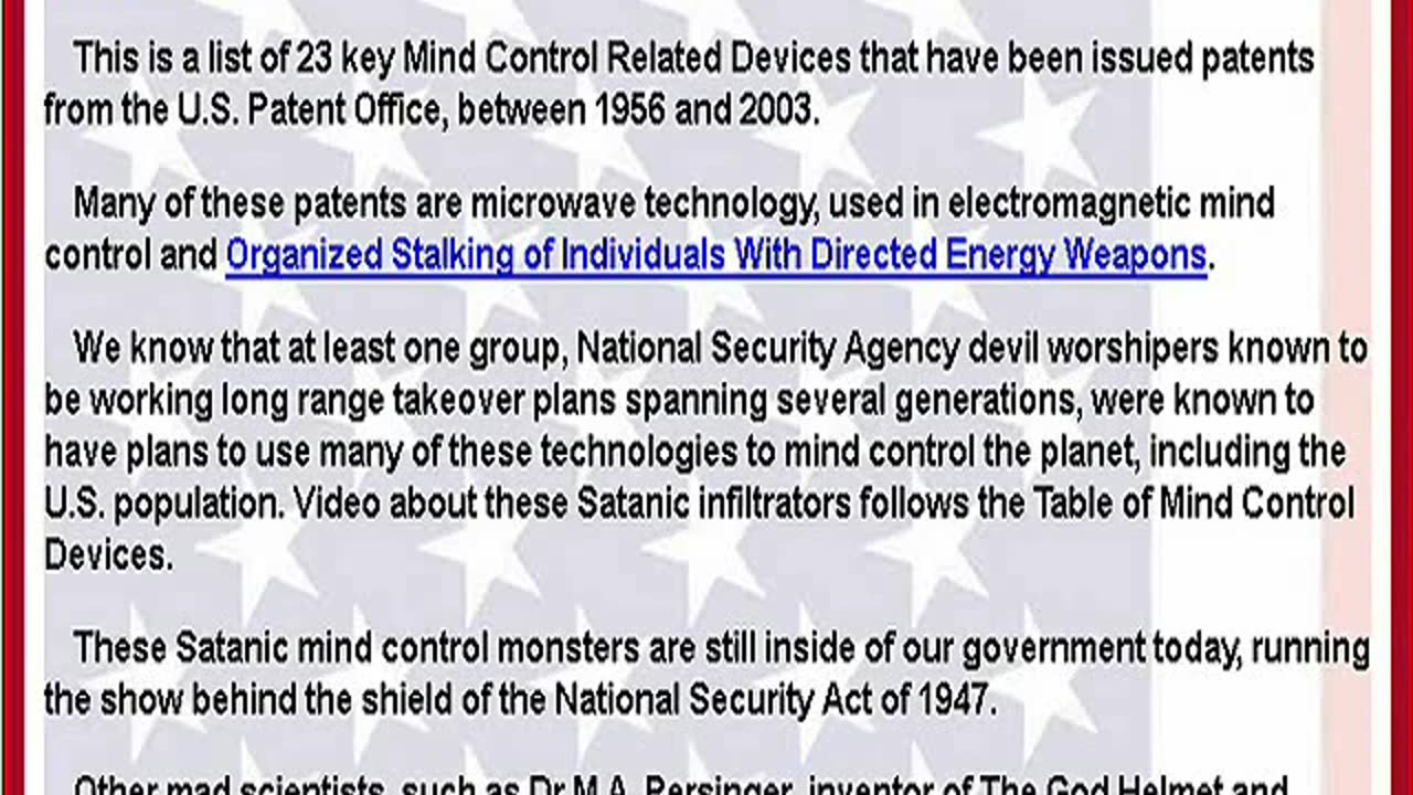 23 Mind Control US Patents 1956- 2003