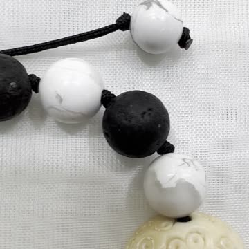 Handmade + Knotting Unique 5.5”~10.5” Adjustable Bracelet with Howlite, Lava