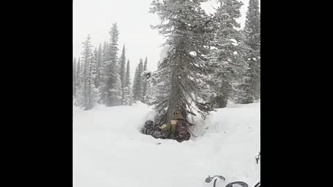 Snowboarder nails a tree! Needs help getting out of the well!