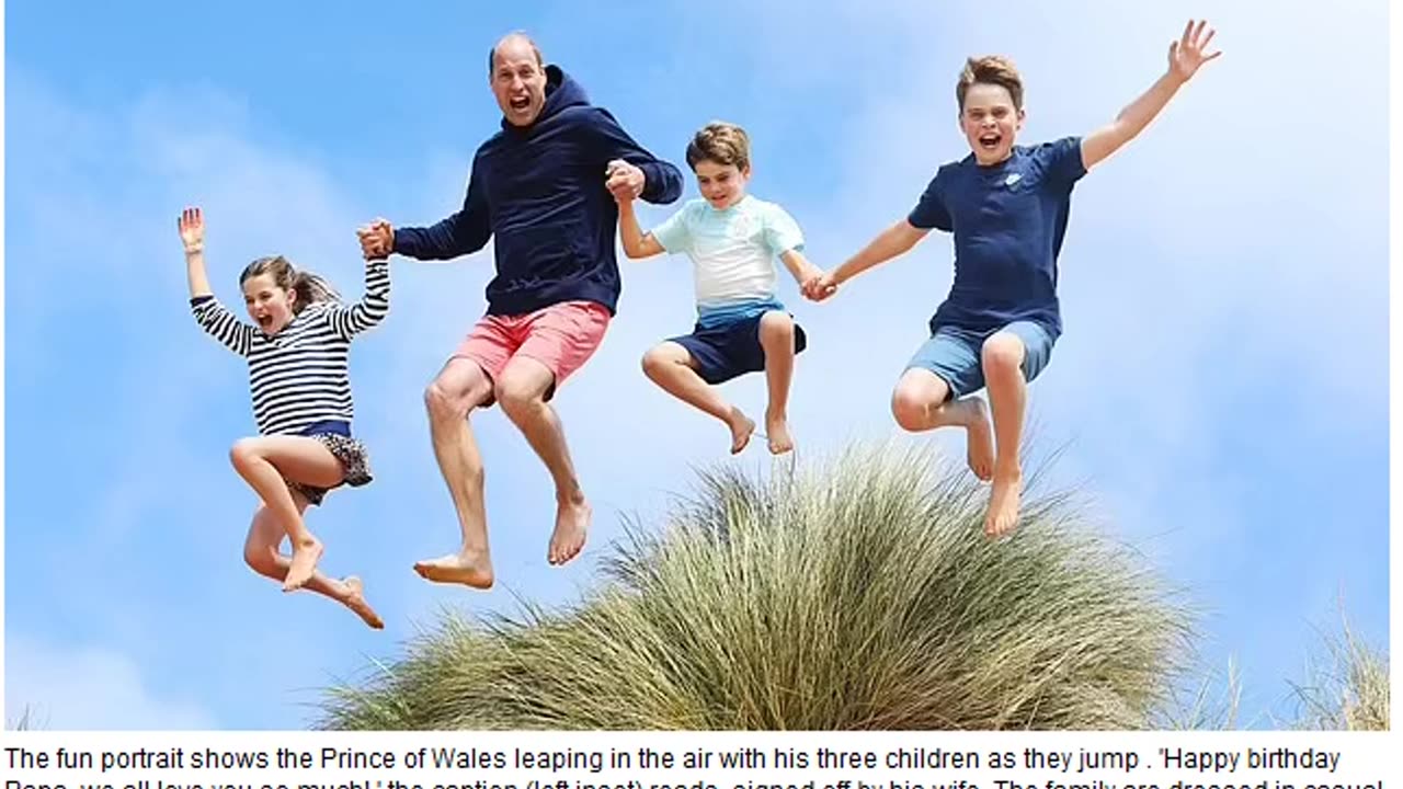 Kate shares adorable new photo of William jumping for joy with George, Louis