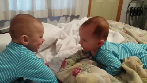 Funny Twins Babies Playing Together