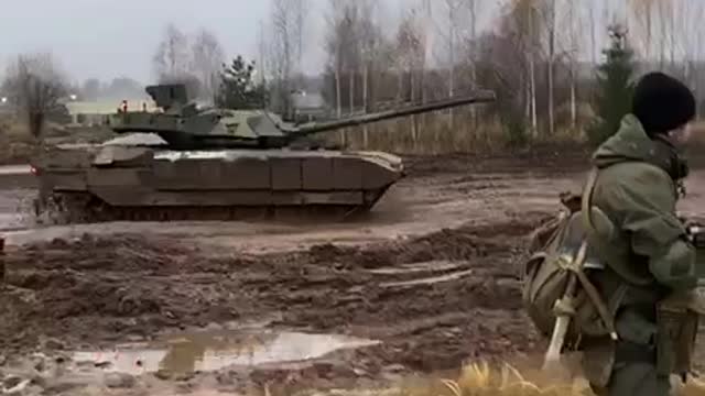 Russian tank in kazan's training ground.