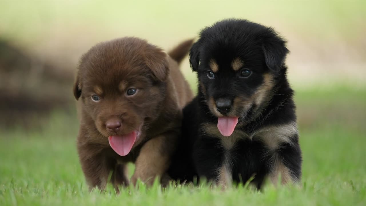 Puppies playing in the park.