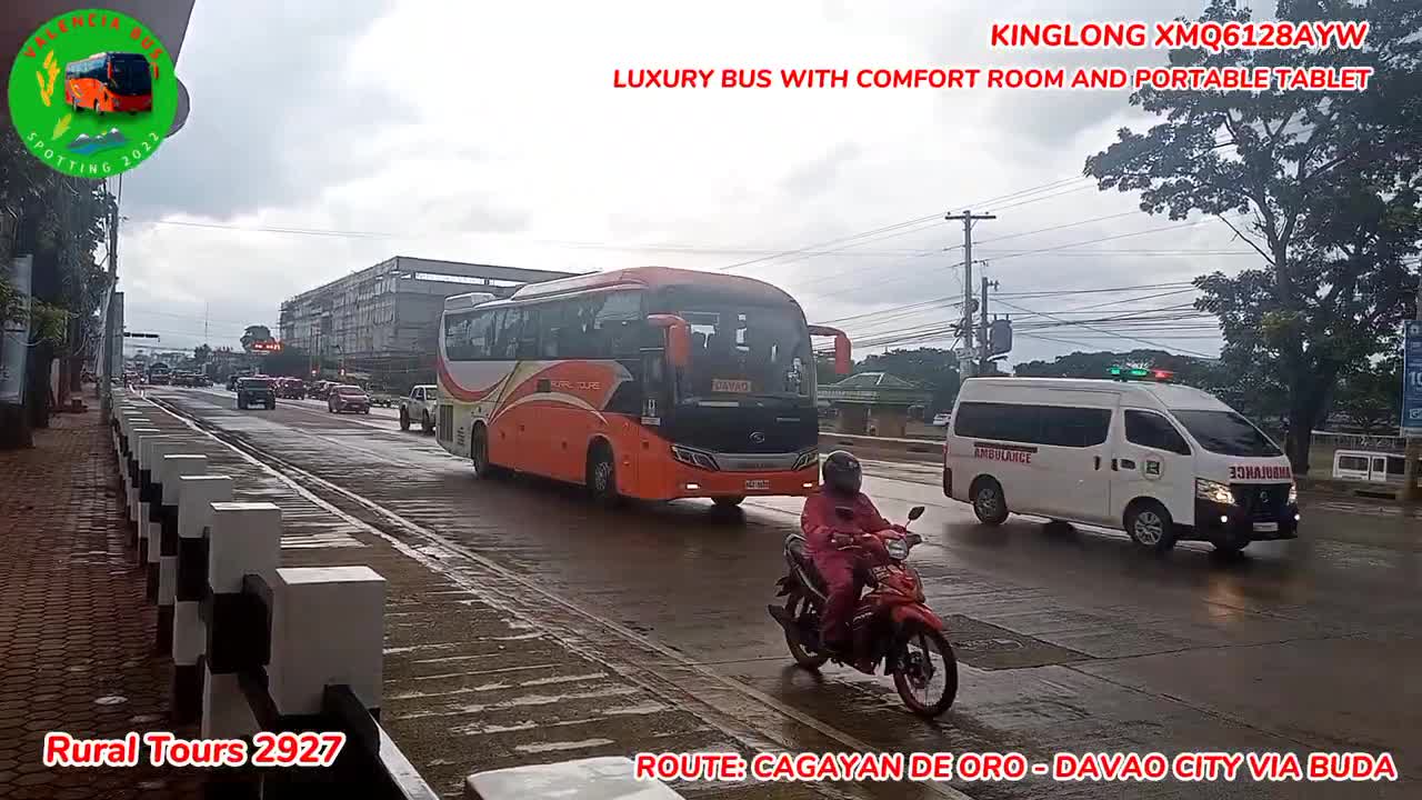 Rural Tours 2927 / Cagayan de Oro - Davao City vv Kinglong XMQ6128AYW With Comfort Room and Tablet.