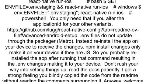 reactnativeconfig package Multiple Environments