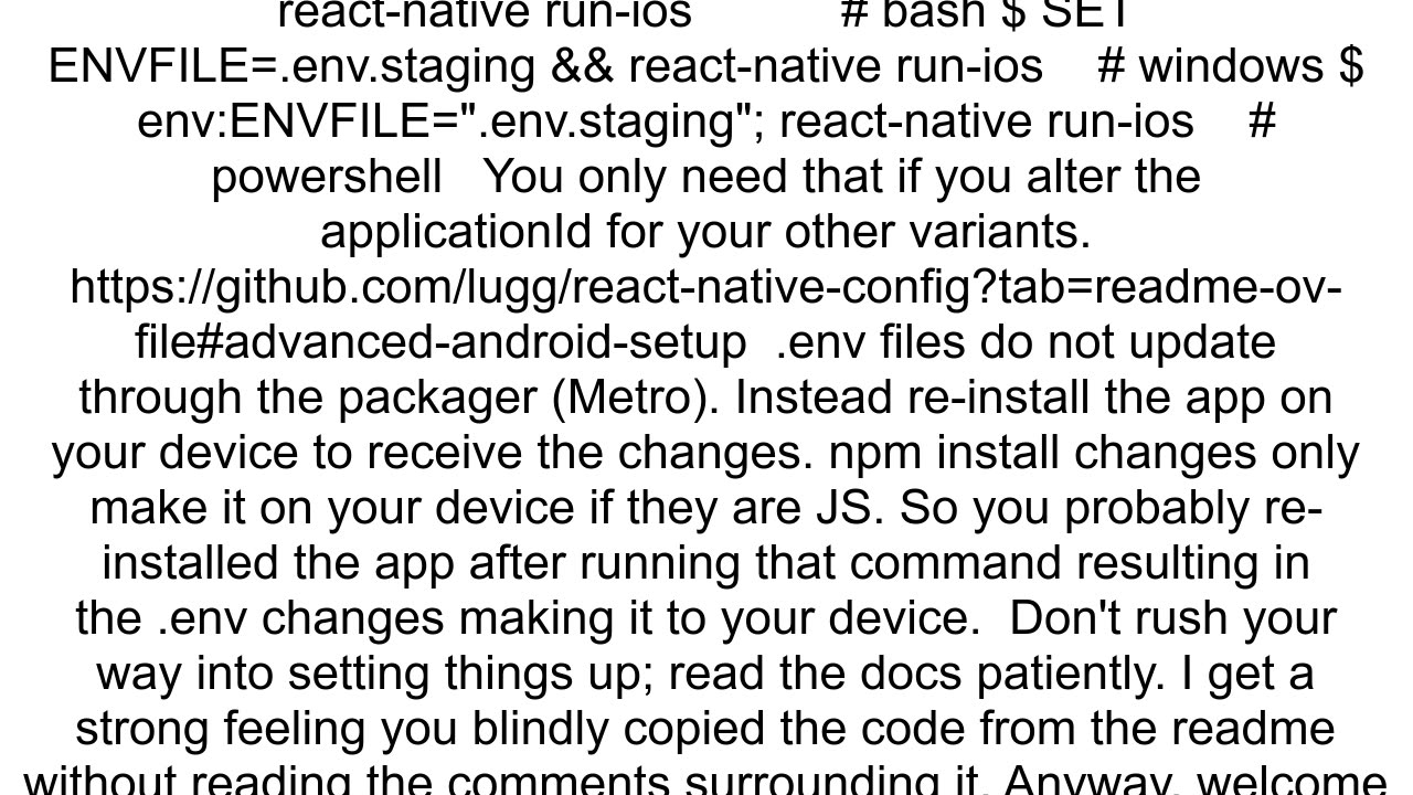 reactnativeconfig package Multiple Environments