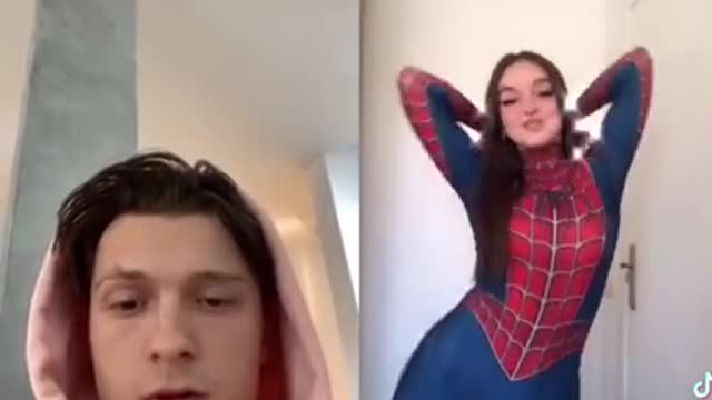Tom Holland Reacts to Spider-man cosplayer #shorts