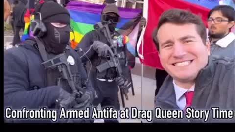 Armed Antifa at another Texas Drag Queen Childrens story time event