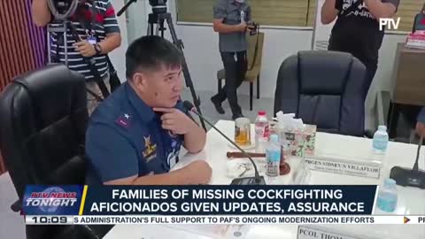 Families of missing cockfighting aficionados went to PNP-CIDG office for case conference of SITG