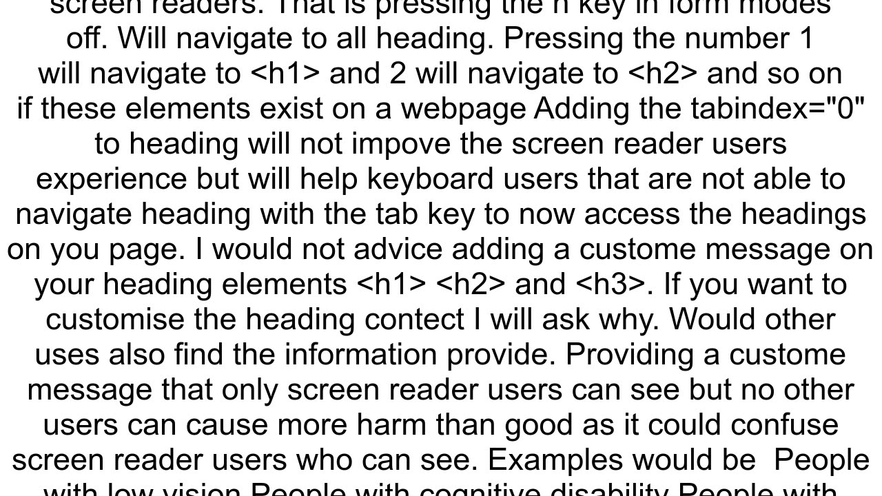 Attaching tabindex to headings