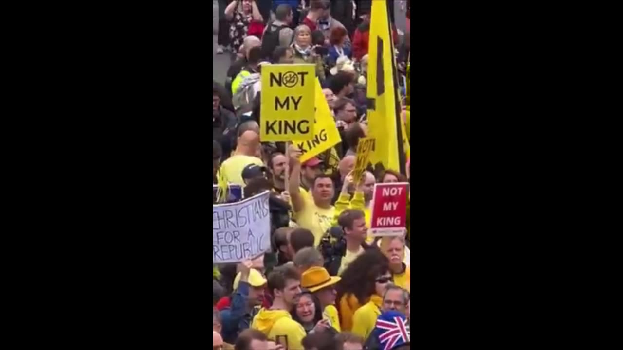 Crowd chant; "Not My King" on coronation day