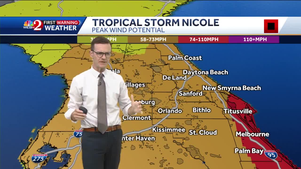 Tracking Tropical Storm Nicole Wednesday 7 a.m.