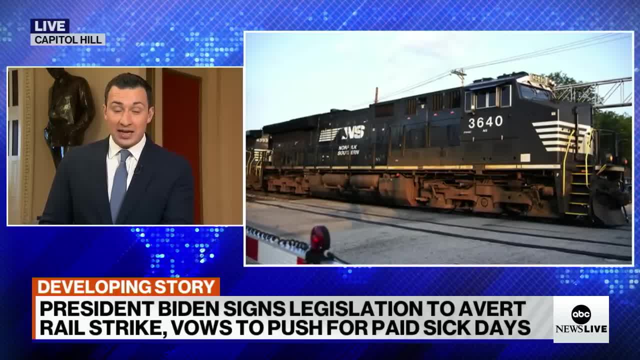 Biden signs bill to avert rail strike, says fight for paid sick time not over l ABCNL