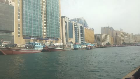 Dubai cornich beautifull view via mini ship