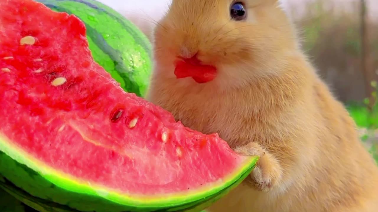 Wow amazing | cute rabbit eating fruit |