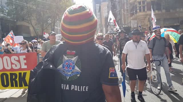 Melbourne March to Flinders & Elizabeth Street Intersection 16 04 2022