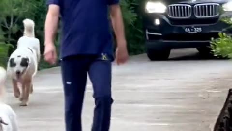 Pakistani ex Prime Minister imran khan walking at home