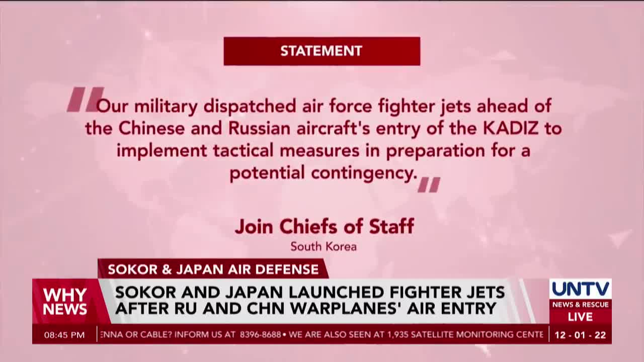 SoKor, Japan launch fighter jets after Russia, China warplanes' air entry