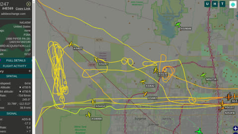 N416PA, a second time over Morristown AZ today - Oct 4th 2023 - 4pm -
