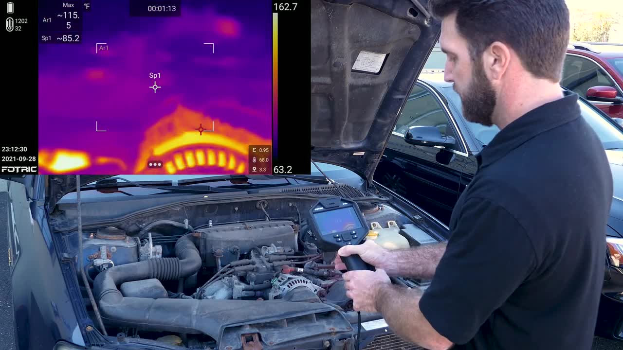 Car Repair Demo Fotric 348A Thermal Camera