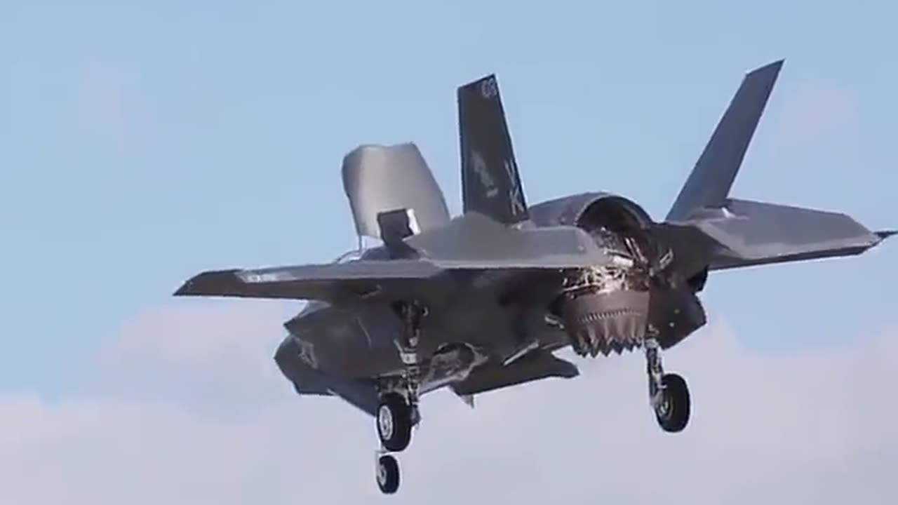 Airplane F-35B Vertical Landing