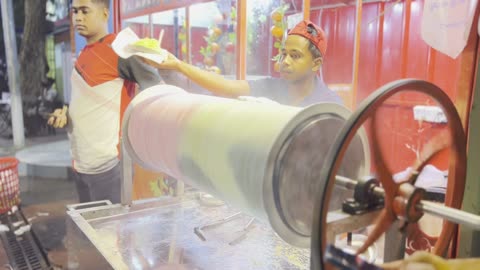Hand Made Roll Ice Cream in Bangladesh.