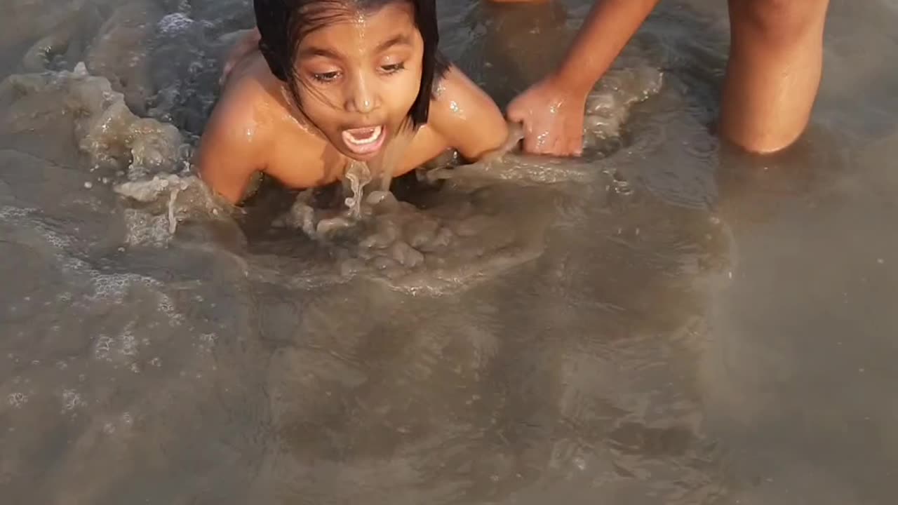 This Baby Is Vathing In The River For The First Time || Cute Baby Swimming Videos 2023