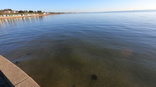 Calm waters overlooking the solent. UK..GoPro