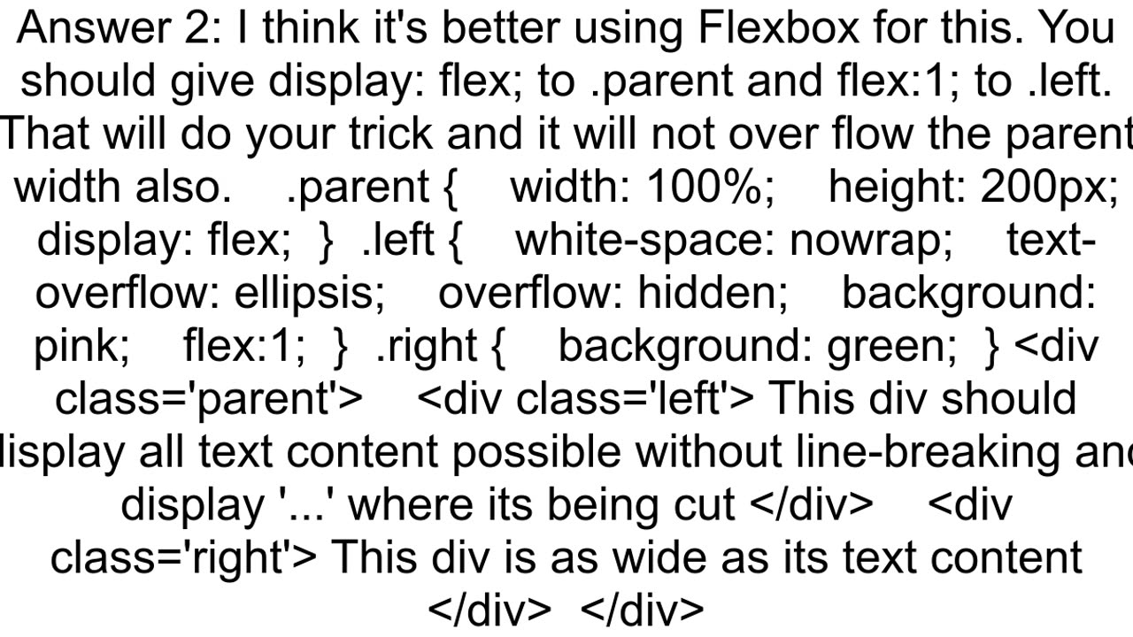 CSS to create a div that takes remaining width of parent when the other sibling div is as wide as i