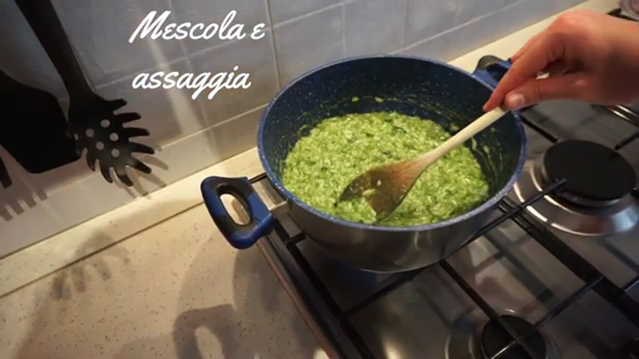 risotto rice with broccoli cream