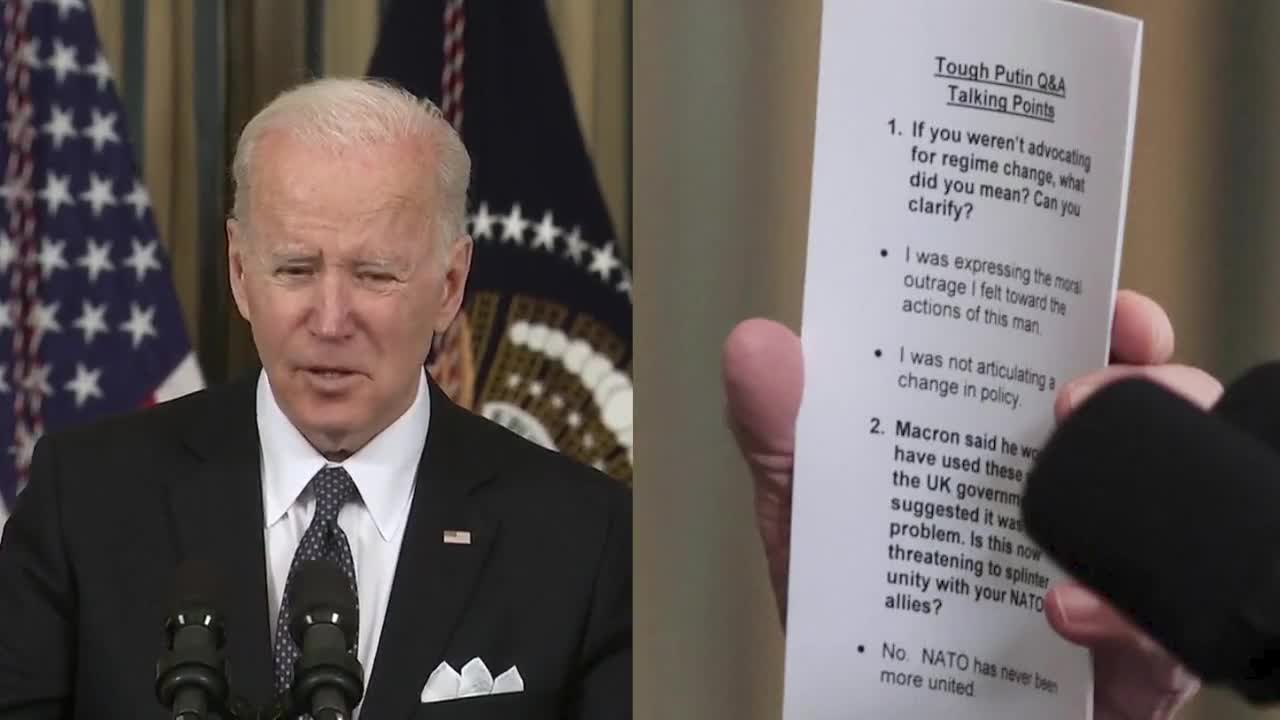 Photos Reveal Biden Brought Notecards for “Tough Putin Q&A” Questions