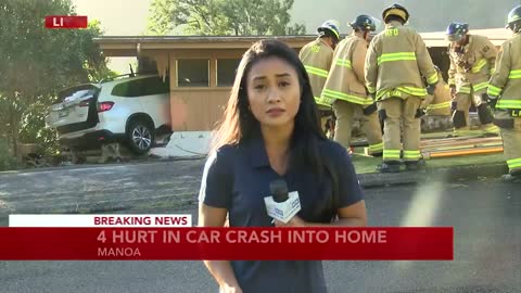 Man critically injured after car plows into his Manoa home