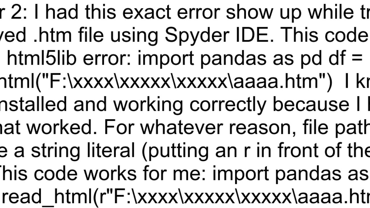 Error in reading html to data frame in Python html5lib not found