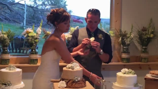 Groom Can't Wait For Wedding Cake