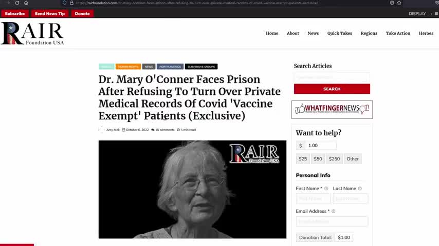 Canadian Hero Dr Mary O'Conner Attacked, Threatened & RAIDED By Corrupt Govt To FORCE More- 10-10-22