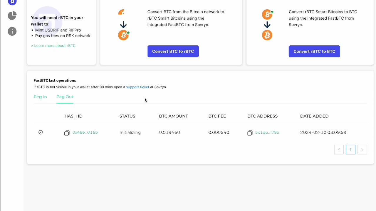 HOW TO CONVERT RBTC TO BTC USING RIFONCHAIN