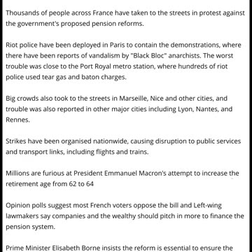 Violence Erupts Across France As Protesters Clash With Riot Cops Over Macron's Hated Pension Reforms