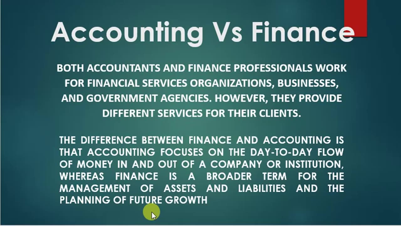 Accounting V S Finance in urdu